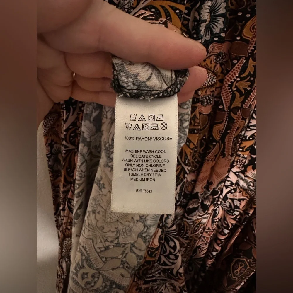 Rachel Zoe Boho Paisley Autumn Floral Maxi Dress Size Medium - Picture 4 of 5